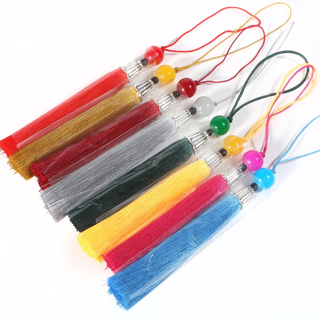 Dây núm tua BEADIA cotton lụa nhiều màu tùy chọn làm móc khóa DIY