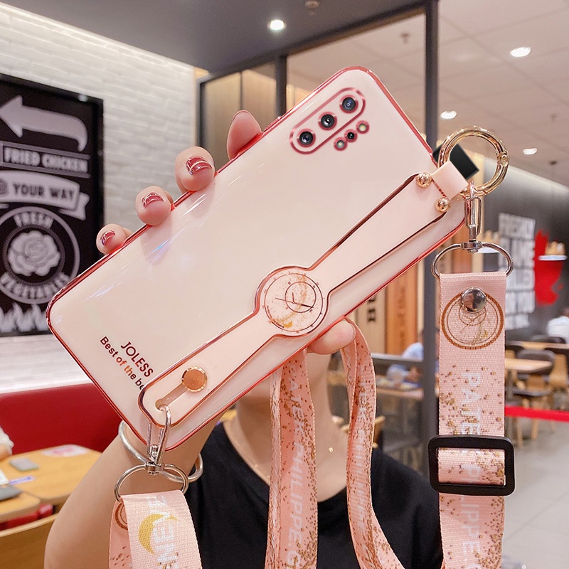 Ốp điện thoại mềm mạ màu sắc có dây đeo bảo vệ camera cho Samsung Note 9 10 Note 10 Plus Note 10 Pro
