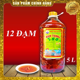  Nước mắm Cá cơm - 584 Nha Trang - Loại 12 độ đạm - Chai nhựa PET 5 Lít (MSP: P512)