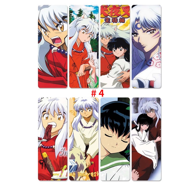 Set 1 hoặc 8 thẻ đánh dấu trang sách bằng PVC họa tiết anime Inuyasha Nhật Bản