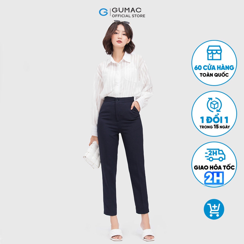 Áo sơ mi nữ sọc có túi thời trang GUMAC AC04071