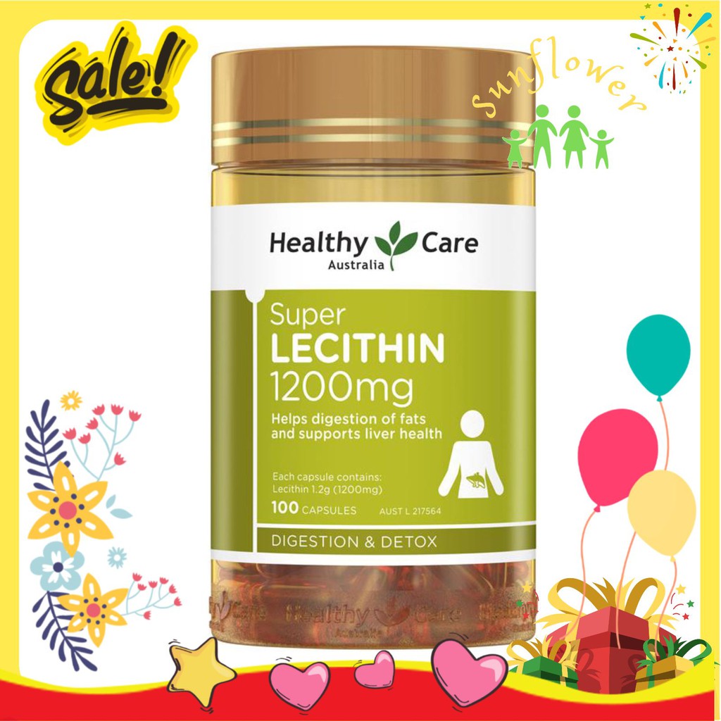 Mầm Đậu Nành Lecithin Healthy Care 1200mg giúp làm đẹp da cải thiện sức khỏe 100 viên của Úc