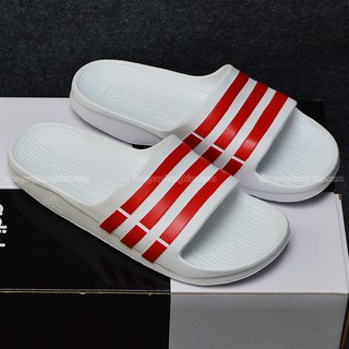 DÉP ADIDAS DURAMO CHÍNH HÃNG MÀU TRẮNG SỌC ĐỎ