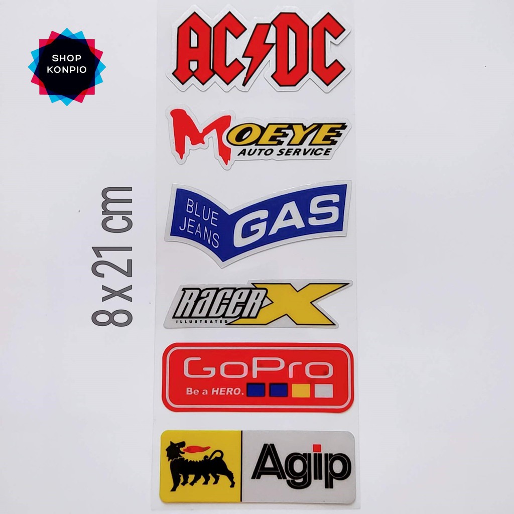 Bộ Tem Sticker Phản Quang ACDC Agip Cao Cấp Dán Xe Máy, Ô Tô, Mũ Bảo Hiểm, Chống Thấm Nước, Chống Bay Màu