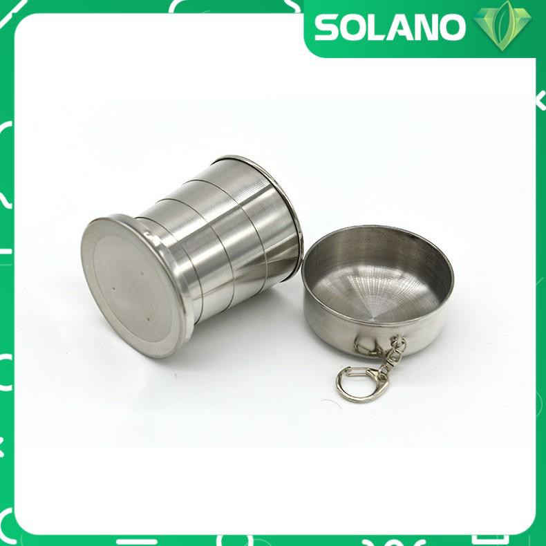 Cốc Uống Nước SOLANO Chất Liệu Ly Inox Gấp Gọn Có Nắp Đa Năng Đi Du Lịch, Dã Ngoại HG-001179