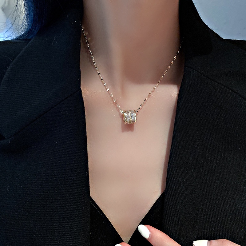 Dây Chuyền Ngắn Mạ Vàng Đính Đá Zircon Phong Cách Hàn Quốc Thanh Lịch