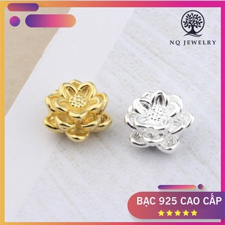 [Charm HOT] Charm hoa sen xỏ ngang 3D -Charm bạc thái hình hoa sen xỏ ngang siêu đẹp