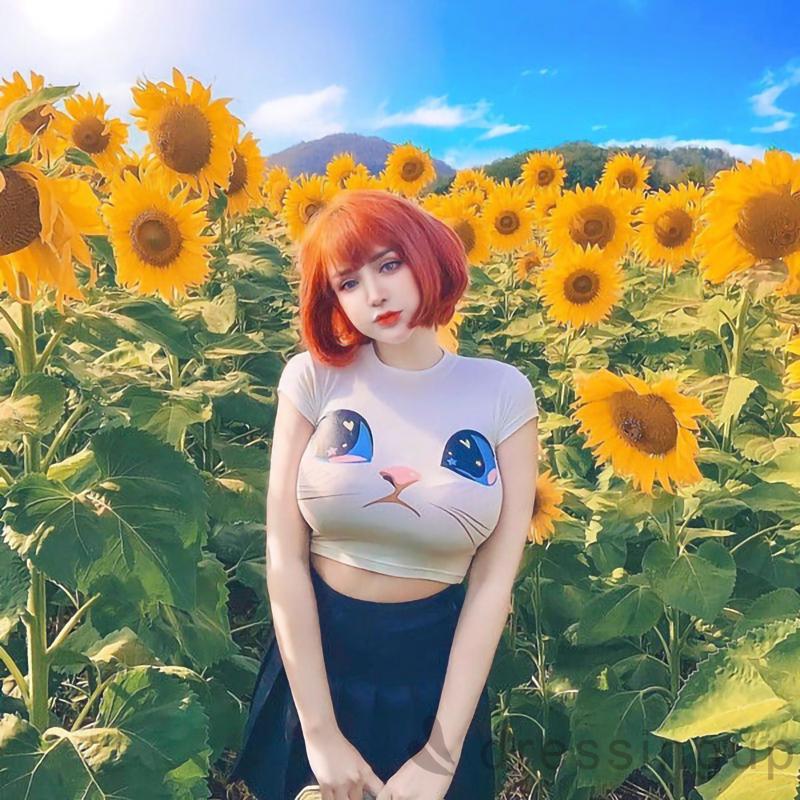 Áo Thun Tay Ngắn In Hình Mèo Độc Đáo Cá Tính Cho Nữ