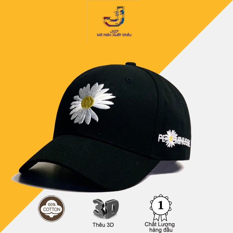 Nón lưỡi trai hoa cúc xuất khẩu J97 store màu đen logo thêu cực ôm đầu cá tinh full hộp