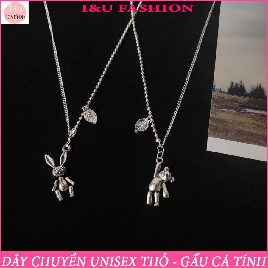 Dây chuyền vòng cổ đôi , nhóm UNISEX Nam Nữ thỏ và gấu với thiết kế 2 kiểu dây khác nhau độc đáo và thời trang VC-71