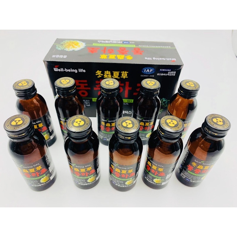 [SALE THÁNG 6] Nước Đông Trùng Hạ Thảo Nguyên Chất Hàn Quốc,Hộp 10 Chai x 100ml