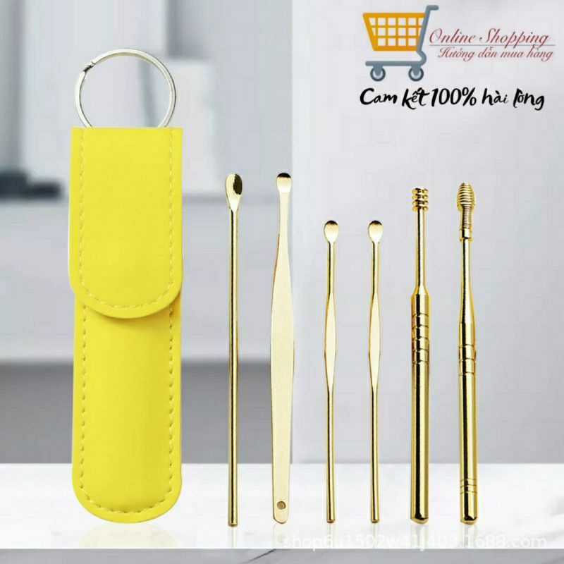 Bộ Dụng Cụ Vệ Sinh Tai 6 Món Kèm Bao Da
