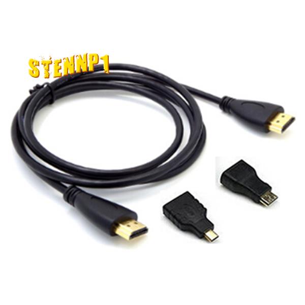 Cáp Chuyển Đổi 3 Trong 1 Hdmi Sang Mini & Micro Hdmi V1.4 0.5m Màu Đen