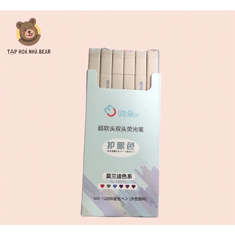 Bút highlight pastel 2 đầu, đánh dấu có thể dán sticker trang trí