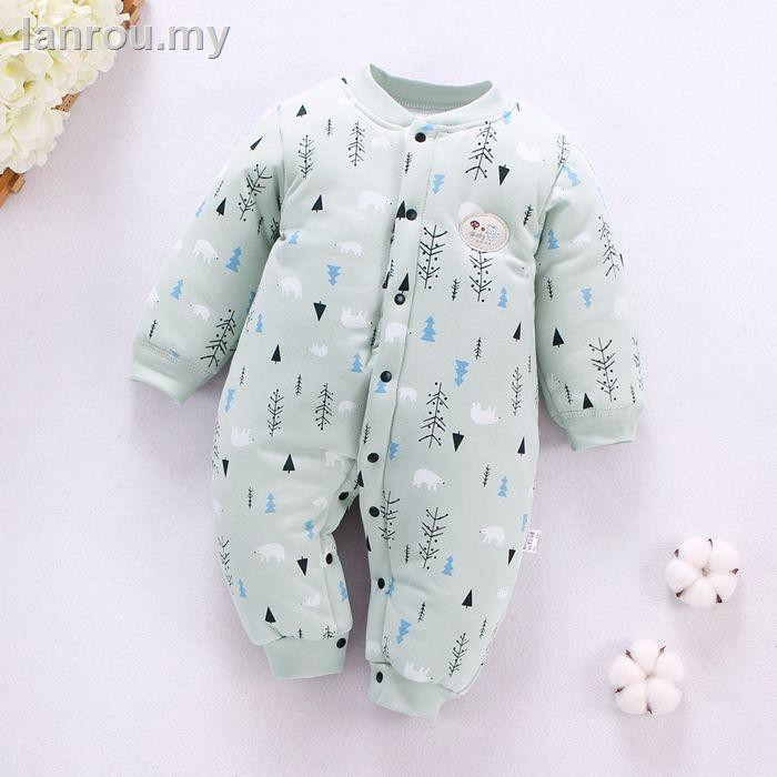 Bộ Đồ Ngủ Vải Cotton Mỏng Giữ Ấm Mùa Thu Đông Cho Bé Sơ Sinh 0-3 Tháng Tuổi