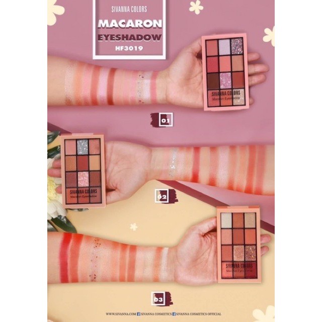 Phấn Mắt Sivanna ánh nhũ màu lâu trôi 12 ô Sivanna Macaron Eyeshadow [HF3019]  NỘI ĐỊA THÁI