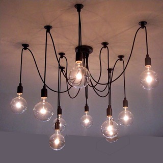 Đèn chùm thả nghệ thuật + 10 bóng led edison 