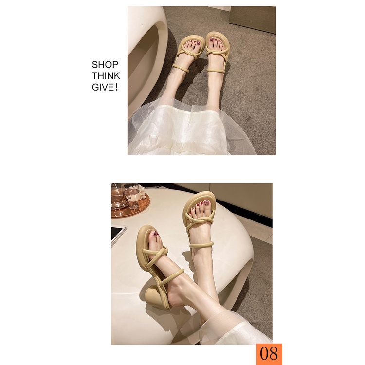 Dép Cao Gót Đế Dày Một Quai Chống Trượt Phong Cách Pháp Thời Trang Mùa Hè 2022 Mới Cho Nữ