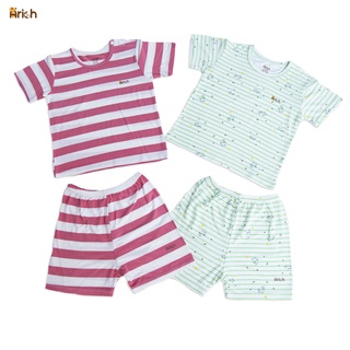 Bộ cộc tay sọc mới Arich vải sợi tre