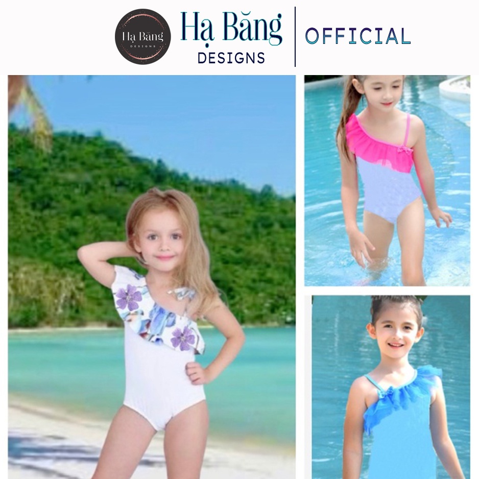 Đồ bơi bé gái mẫu liền lệch vai Hạ Băng Designs 2-7 tuổi 10-30kg