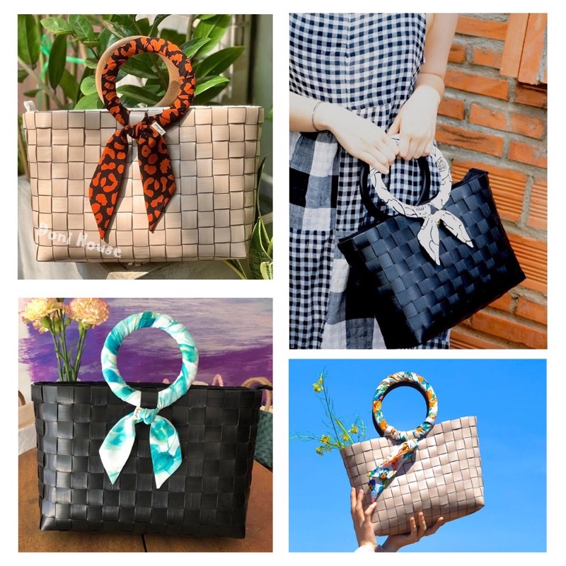 Túi Giỏ Xách Đan Tay Quai Gỗ Lớn Vintage Hàng Xuất Khẩu Thủ Công Đi Chơi Đi Biển Chụp Hình Làm Quà Tặng