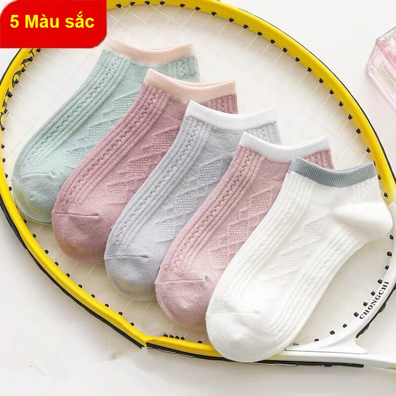Tất nữ cổ ngắn cute gân trơn, vớ nam nữ cao cổ ngắn phong cách Vintage hàn quốc giống nike chống hôi chân TN05