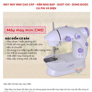 Máy may mini gia đình cầm tay tiện dụng, Máy may mini 2 tốc độ có đèn led