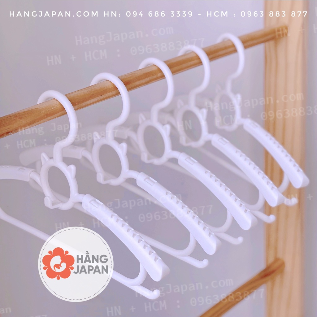 Bộ 5 móc treo quần áo hình mèo cho bé điều chỉnh được độ dài ngắn