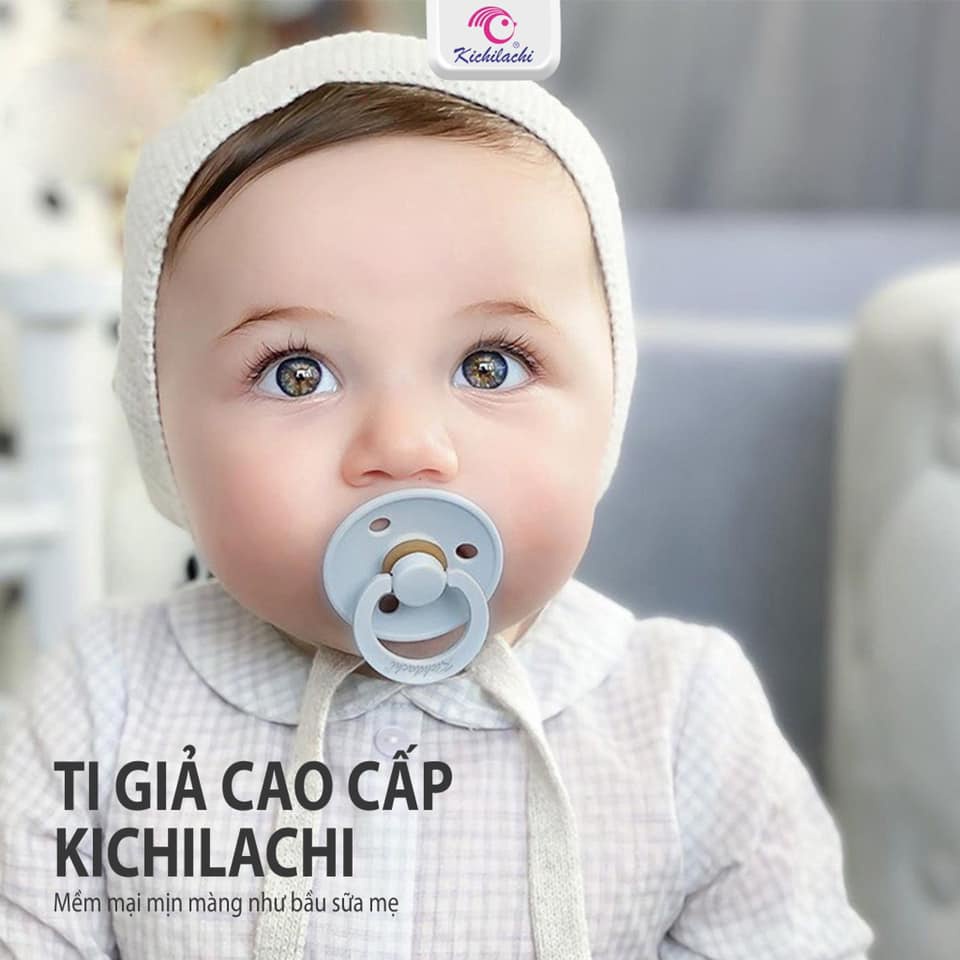 [CHÍNH HÃNG] Ti giả Kichilachi đầu tròn cho bé, Ti giả chống vâu, lỗ thông khí chống ngạt an toàn cho bé