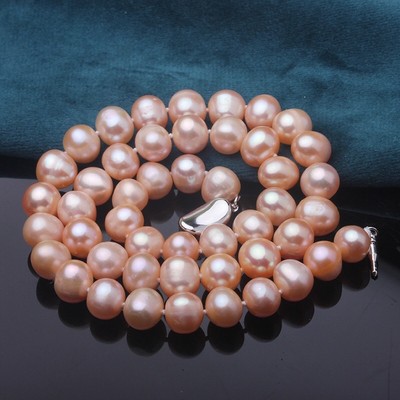 Chuỗi Đeo Cổ Ngọc Trai Màu Hồng Cam 9ly Sang Trọng - Ngọc Trai Trường Thịnh