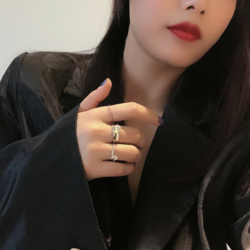 Bộ ba chiếc nhẫn bằng kim loại thiết kế thắt nút không đối xứng phong cách hip hop cá tính thời trang 19932