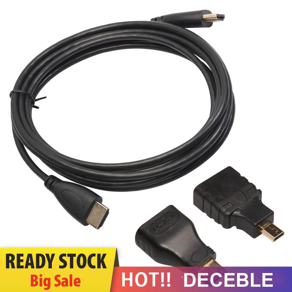 Deceble High Speed HDMI-compatible to HDMI-compatible Male Cable + Micro HDMI-compatible Adaptor+ Mini HDMI-compatible