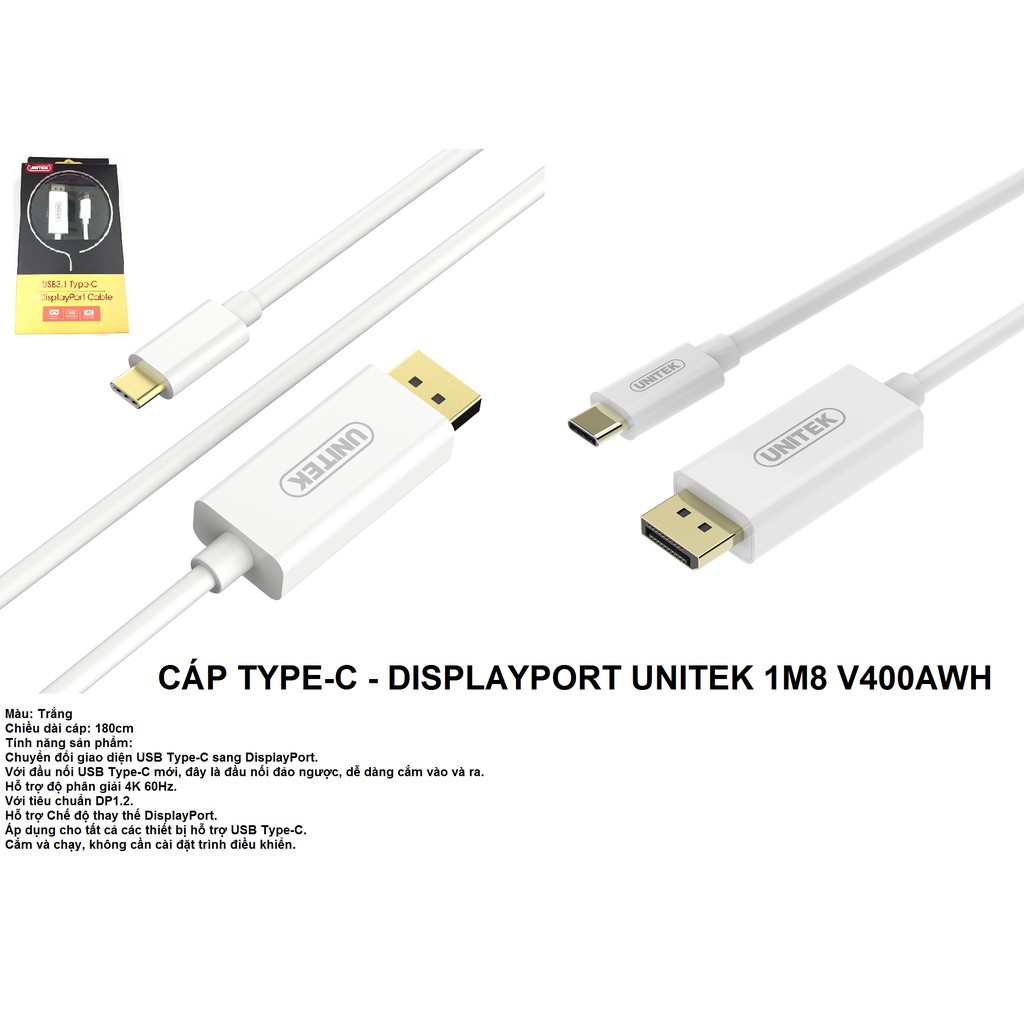 CÁP Type-C -> Displayport Unitek V400AWH
