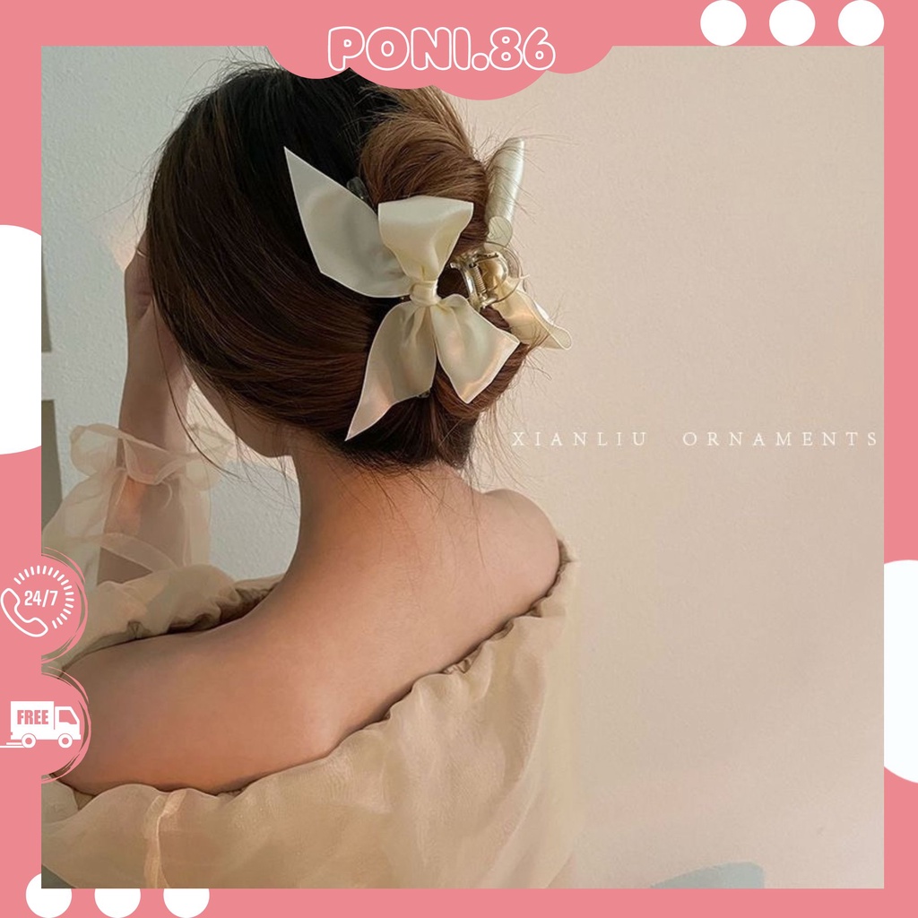 Kẹp tóc càng cua đính nơ tiểu thư phong cách Vintage Hottrend 2022