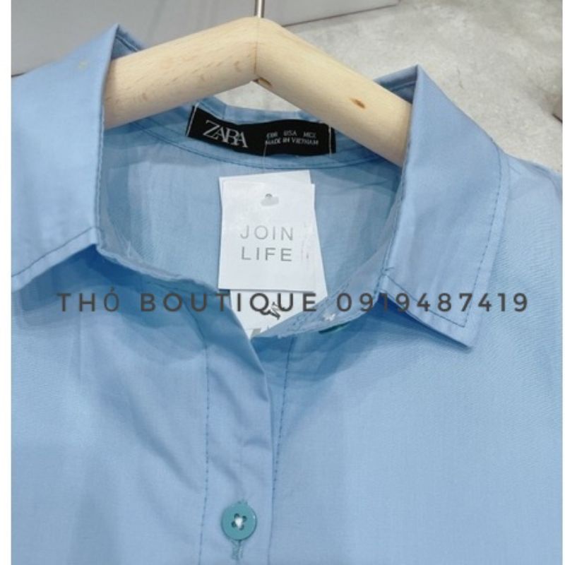 Áo sơ mi ZARA xuất Âu xịn sát nách vạt bầu màu trắng chất kate lụa