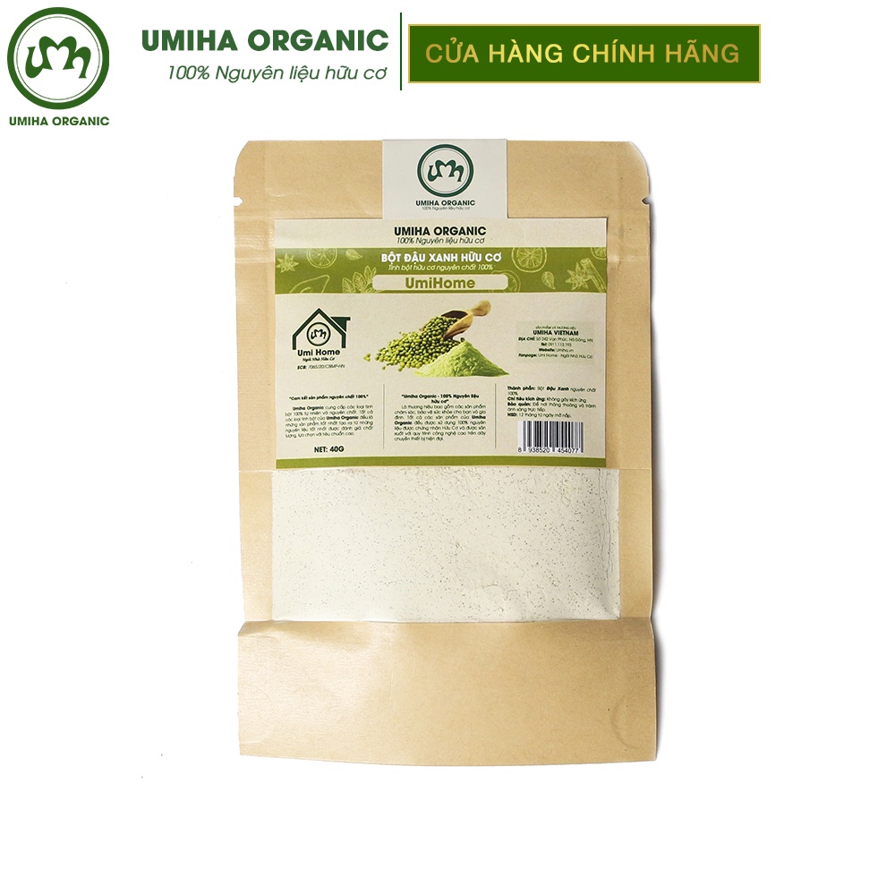 Bột Đậu Xanh đắp mặt nạ hữu cơ UMIHOME nguyên chất | Green bean powder 100% Organic 135G