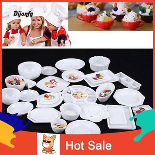 ♌Di 33 Pcs Kitchen Dinner Mini Tableware Set Miniatures Cup Dish Ornaments Decor