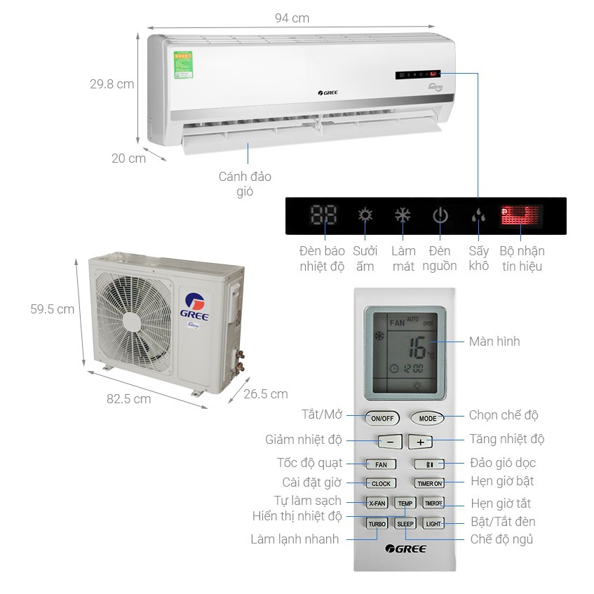 Điều hòa Gree 12000 2 chiều inverter R410 GWH12WA-K3D9B7I(I/O)