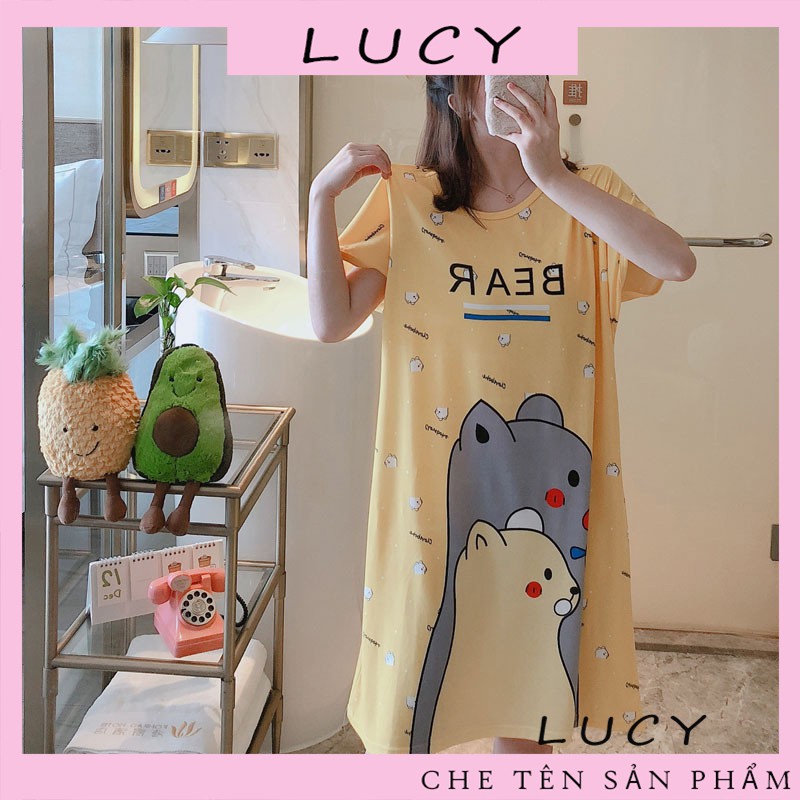 Váy ngủ cotton cute lucy, hình ảnh dễ thương, dáng rộng mặc rất thoải mái | BigBuy360 - bigbuy360.vn