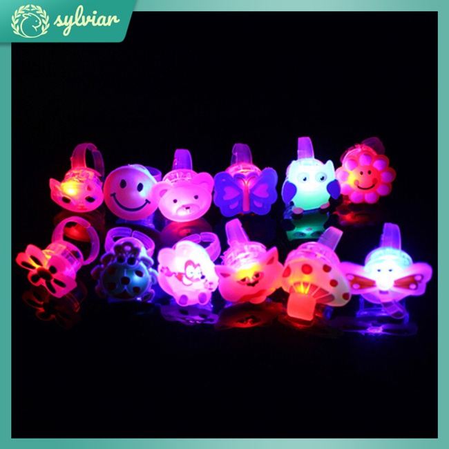 Nhẫn Cao Su Mềm Có Đèn Led Co Giãn Họa Tiết Hoạt Hình Làm Quà Tặng Sinh Nhật Cho Bé