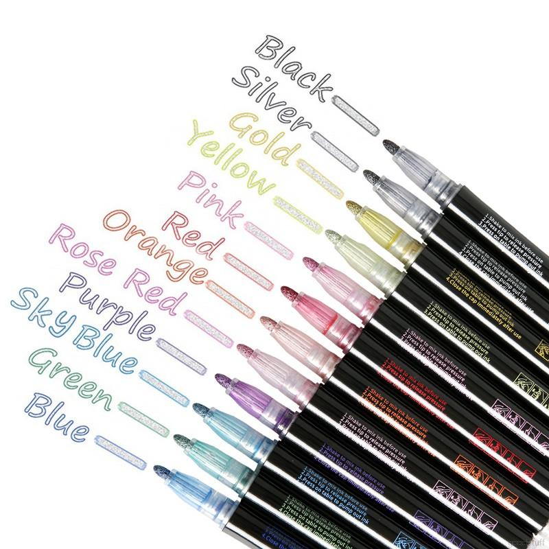 Outline Metallic Marker Pens Double Line Shimmer Paint Pens For Kids Adults For Art Drawing Craft Projects