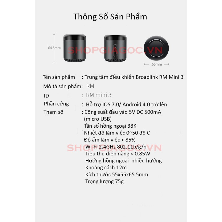 [Hàng Chính Hãng] Broadlink Rm-Mini 3-Trung Tâm Điều Khiển Nhà Thông Minh Từ Xa