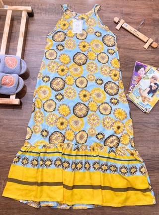 Đầm Thổ Cẩm Maxi Cổ Yếm