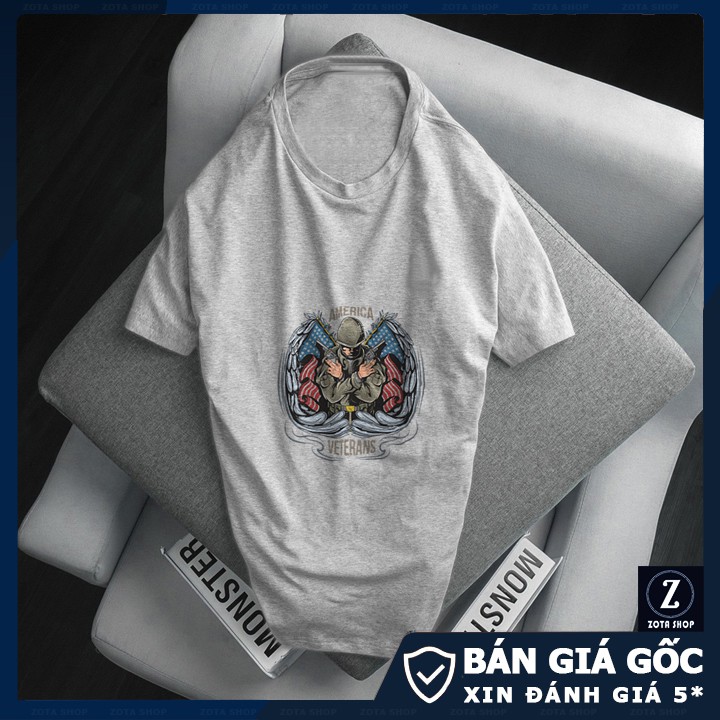 BST Áo phông nam tay ngắn chất cotton tici mềm mịn in US Army cá tính NZ08