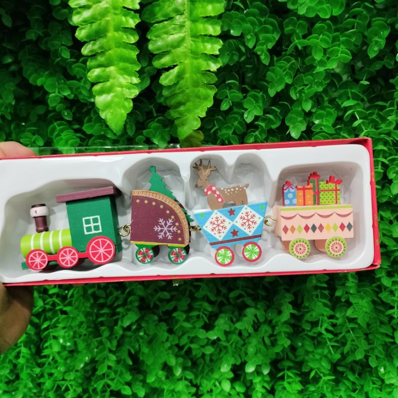 Xe Đồ Chơi Đoàn Tàu Xe Lửa Trang Trí Món Quà Xinh Phiên Bản Giáng Sinh, Marry Christmas, Noel Nhiều Màu Sắc