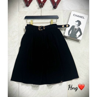 Chân váy nhung xếp ly phồng cạp