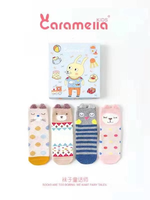 Tất vớ Caramella cho bé 0-24m hộp 4 đôi [ babyboo]