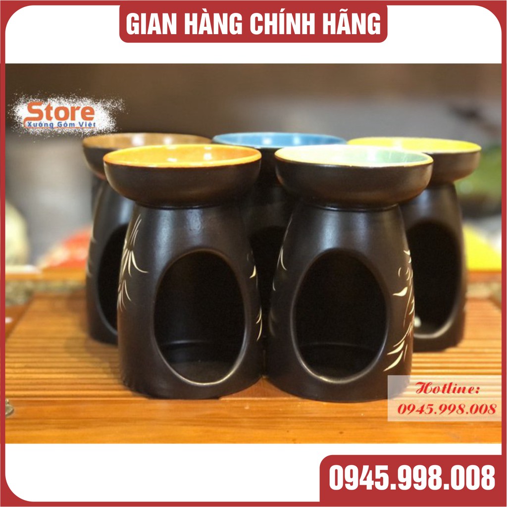 Đèn xông tinh dầu bằng nến, sản phẩm làm từ gốm Bát Tràng cao cấp cao 13cm, nhiều màu thỏa lựa chọn - XƯỞNG GỐM VIỆT