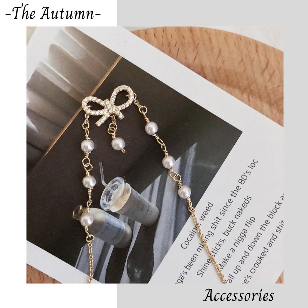 Vòng tay mạ vàng đính ngọc trai nhân tạo hình nơ phong cách hot trend Hàn Quốc cho nữ - The Autumn Accessories