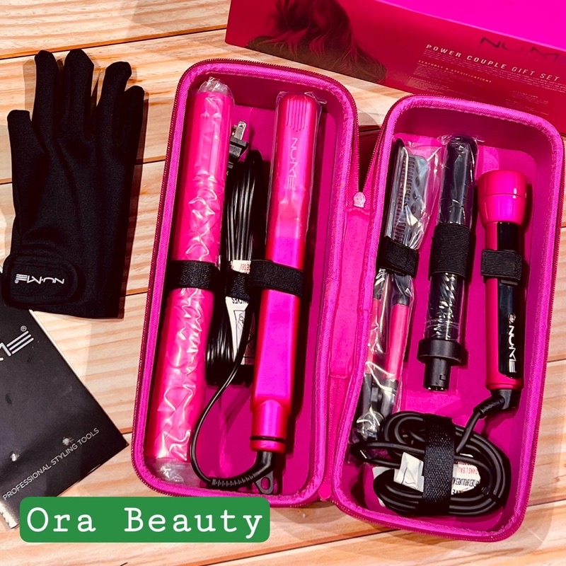 Bộ dụng cụ tạo kiểu tóc NuMe - Power Couple Hair Straightener and Curling Wand Set - Pink